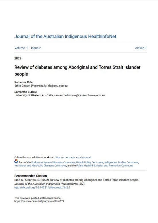 Review Of Diabetes Among Aboriginal And Torres Strait Islander People 2022